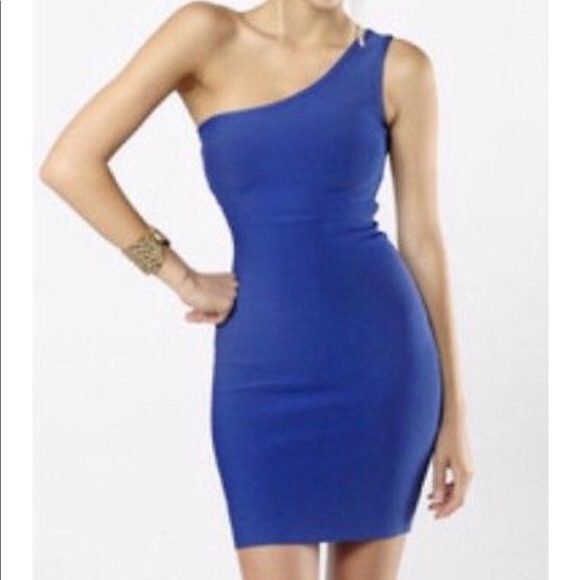 BCBGMaxAzria Dresses & Skirts - BCBGMAXAZRIA One Shoulder Bandage Dress Blue SizeM